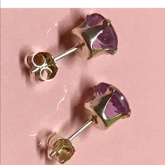 925 Sterling Silver 2CT EACH Genuine Amethyst - Picture 7 of 7